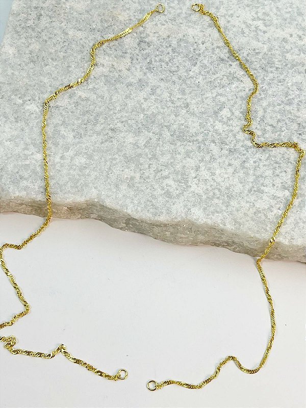 Colar Singapura Bipartida - Banho ouro 2 milésimos com verniz italiano - medida 60cm