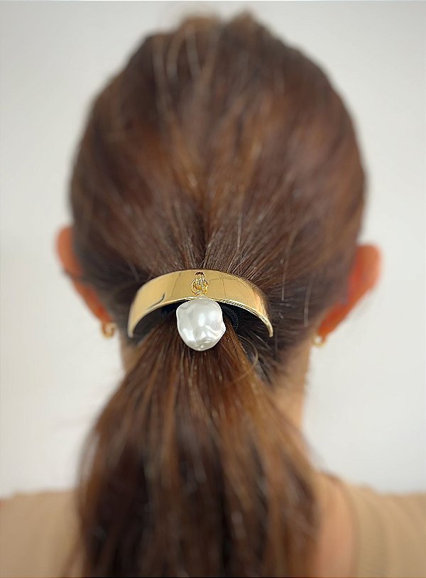 AMARRADOR  METAL DOURADO COM PEROLA - 1 UNIDADE