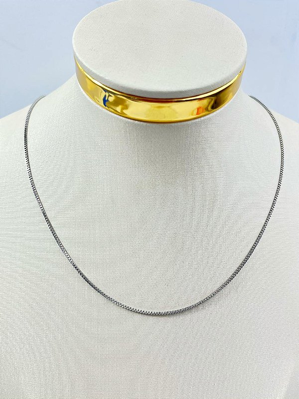 Colar Veneziana Aço Inox - Antialérgico - medida 45cm com extensora - 1 unidade