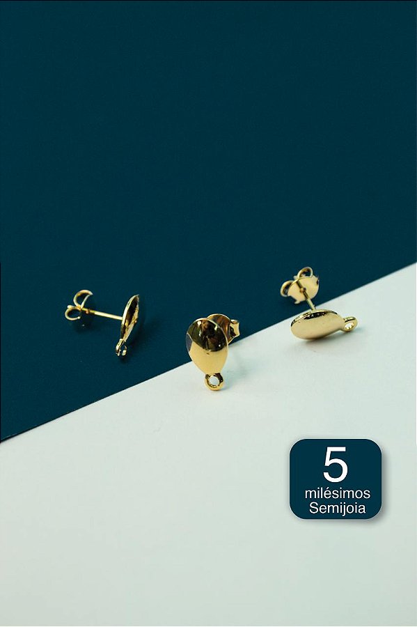 Base de Brinco Gota Ouro 5 Milesimos - 01 Par