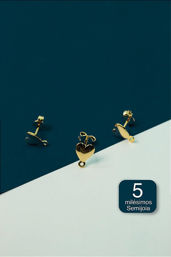 Base de Brinco Coracao Ouro 5 Milesimos - 01 Par