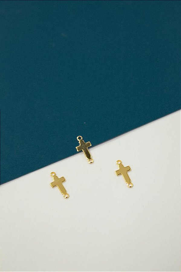 Pingente Religioso Cruz 2 Saidas Ouro - 01 und