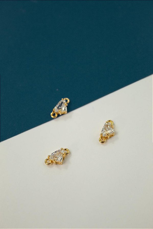 Pingente Diamante Zirconia 2 Saidas Ouro - 01 unid