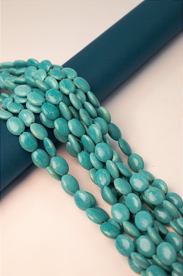 Fio Howlita turquesa Oval 12x15mm  - O Fio