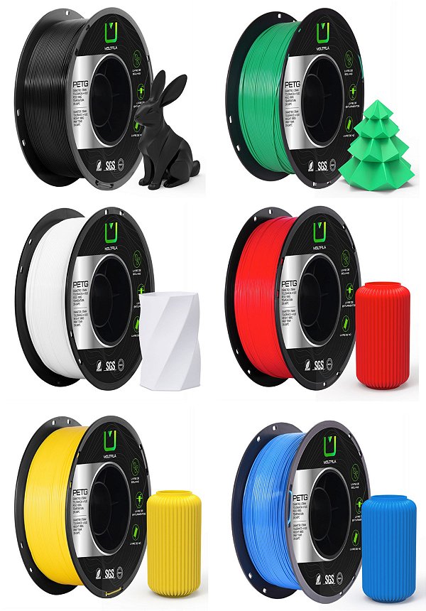 Filamento Petg 6 Cores 6kg Para Impressora 3d 1.75mm