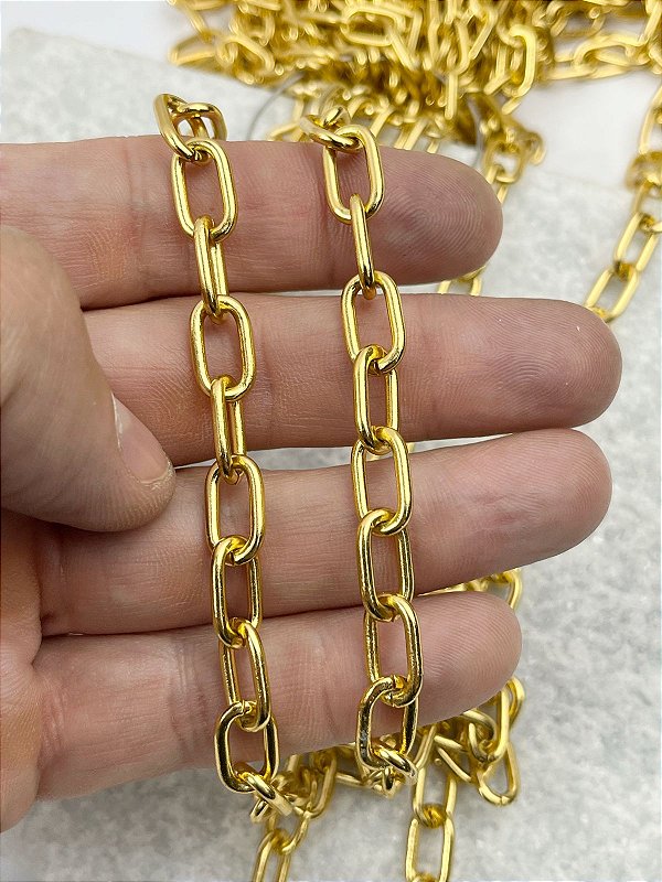 Corrente Cadeado arame 2,00mm - Alumínio Anodizado Ouro - 1 metro