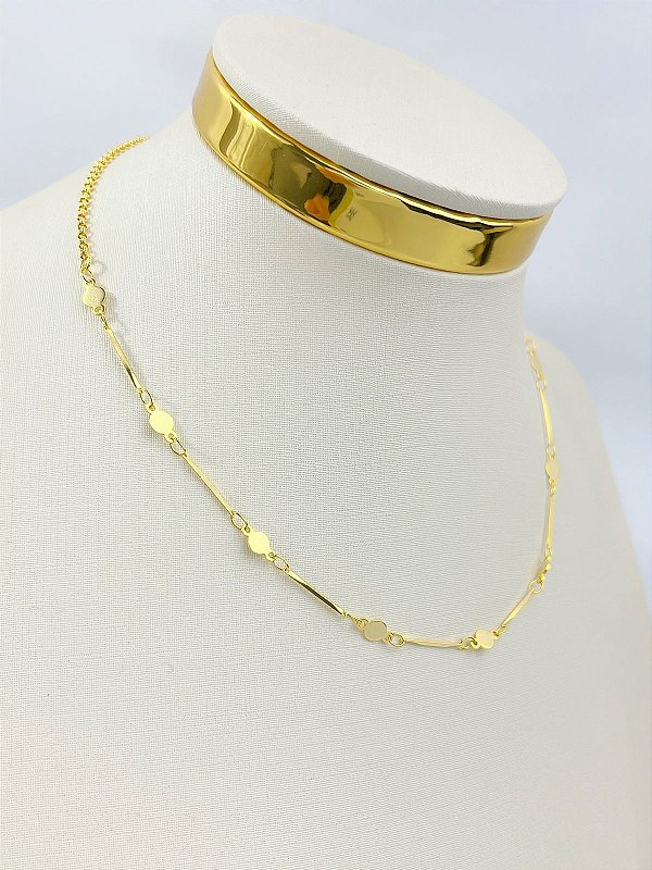 Choker Moedas Banho ouro 2 milésimos e verniz italiano - medida 40cm - 1 unidade