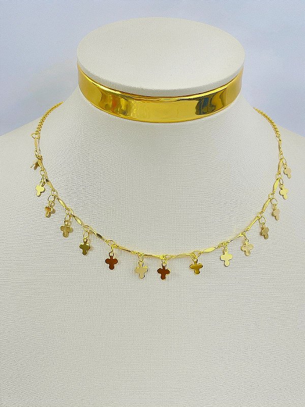 colar Cruz Banho ouro 2 milésimos e verniz italiano - medida 40cm - 1 unidade