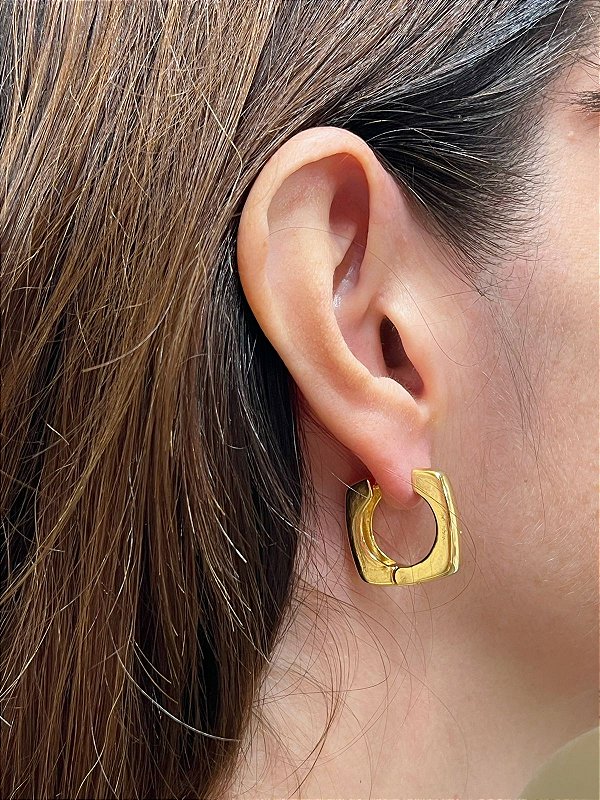 Brinco Argola organico Banho Ouro 2 milésimos com verniz italiano - 1 par