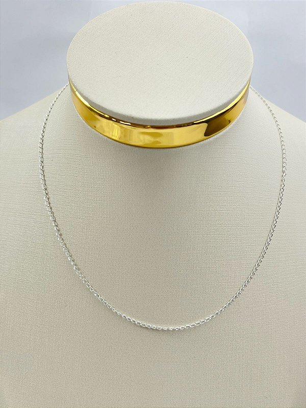 Colar grume Prata 40 cm - Banho Prata 925 semijoia camada de 50 milésimos com verniz - 1 unidade