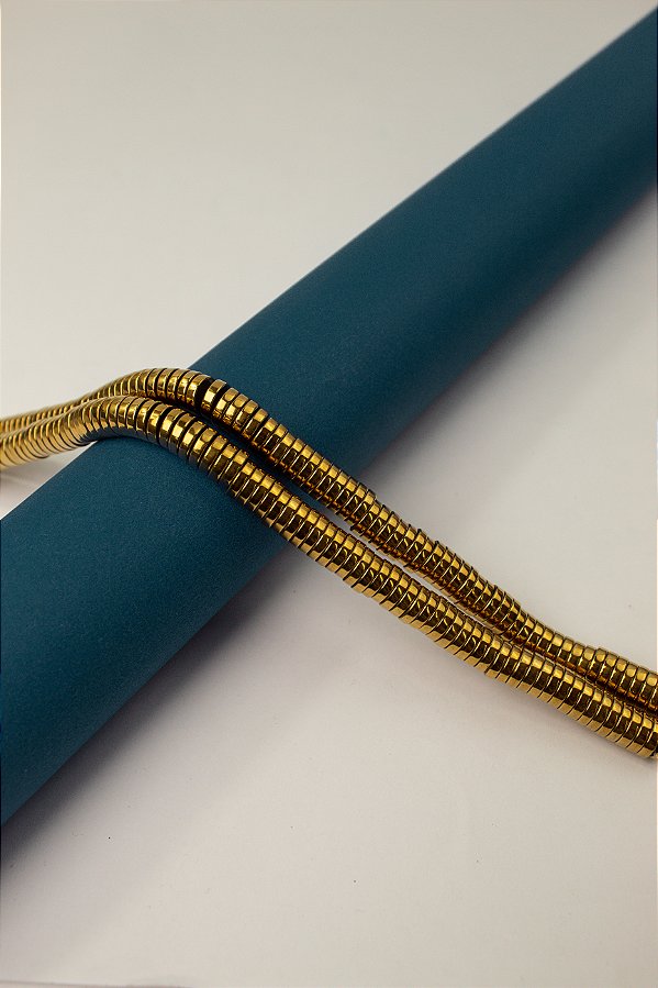 Fio Hematita Dourada Disco 8x2Mm- O Fio