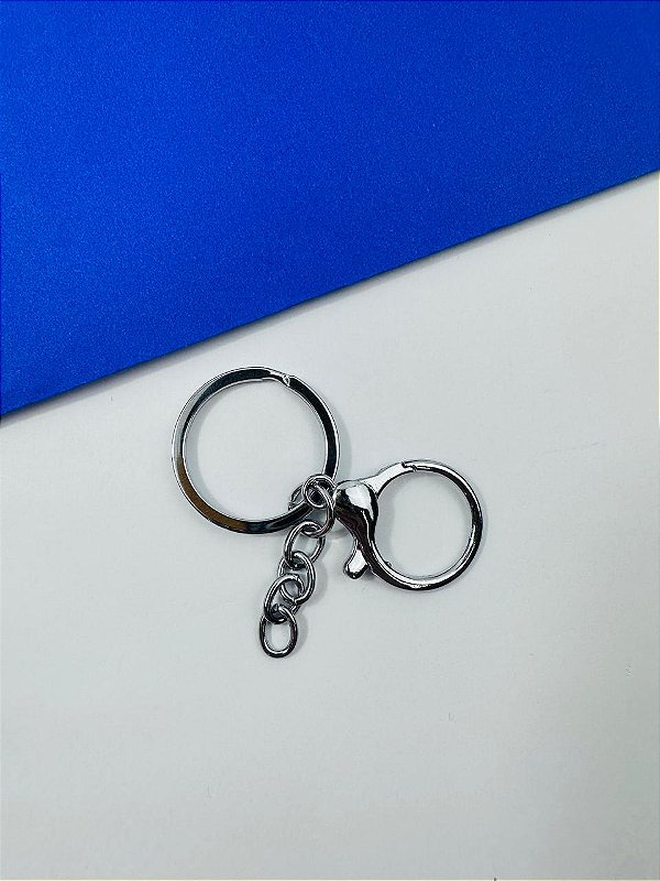 Argola De Chaveiro Modelo Italiano Com 25Mm com Corrente e mosquetao - 10pcs