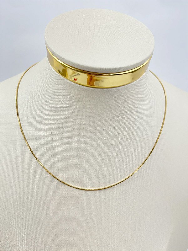 Colar Rabo de rato aço inox dourada - 40cm mais extensora - 1 unidade antialergico