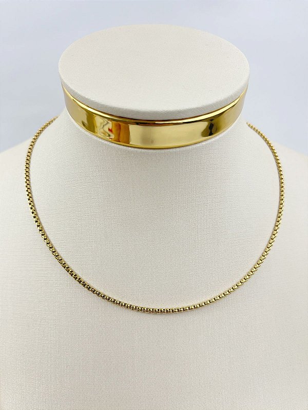 Colar Veneziana aço inox dourada - 40cm mais extensora - 1 unidade antialergico