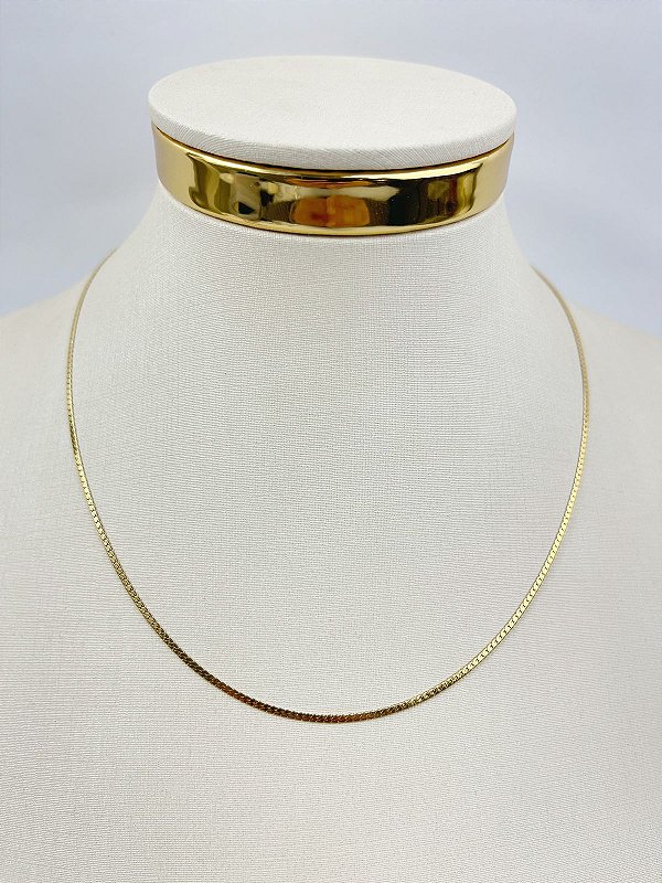 Colar Diamantada aço inox dourada - 40cm mais extensora - 1 unidade antialergico