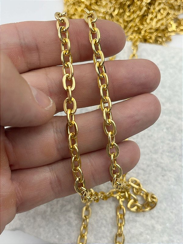 Corrente Cadeado arame 1,50mm - Alumínio Anodizado Ouro - 1 metro