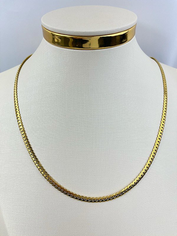 Colar Aço Inox Dourado antialergico medida 60cm - 1 unidade - espessura de 5mm