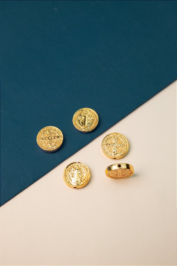 Pingente Religioso Sao Bento Passante Ouro - 01 Unid