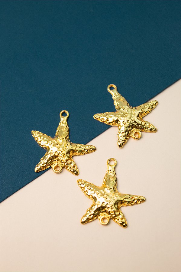 Pingente Estrela 2 Saidas Ouro - 01 Unid