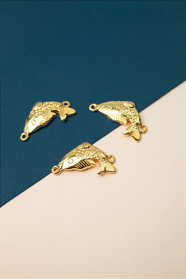 Pingente Peixe 2 Saidas Ouro - 01 Unid