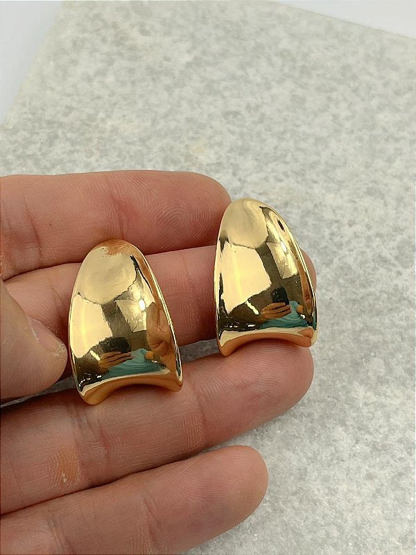 Brinco Gota Abaolada maxi - banho ouro 2 milesimos e verniz - 1 par