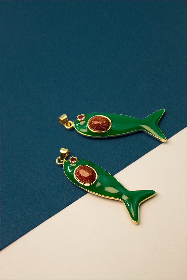 Pingente Peixe com Pedra - 01 Unid