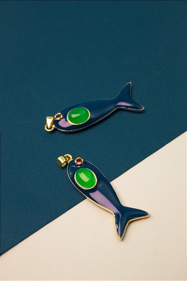 Pingente Peixe com Pedra - 01 Unid