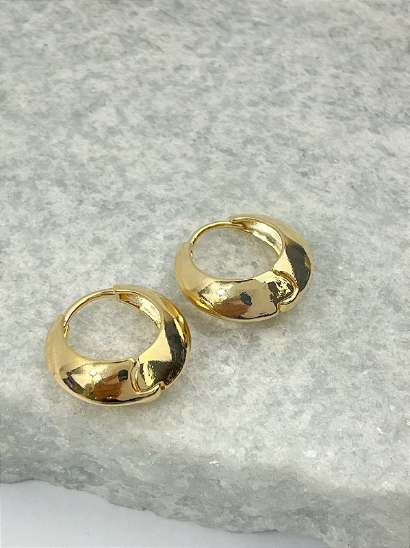 Brinco Argola click 20mm Banho Ouro 2 milésimos com verniz - 1 par