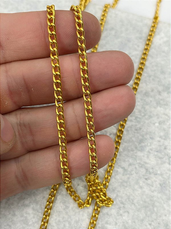 Corrente Grume 1,0mm aluminio ouro - anodizada **Amarrado com 20 metros**