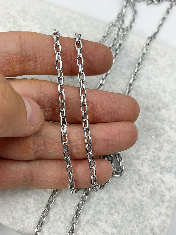 Corrente Cartier aluminio niquel banho anodizado em niquel - 1 metro - antielérgica / nao enferruja