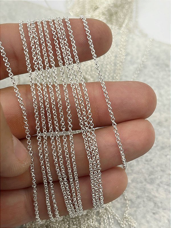 Corrente Guarana Elo Portugues Banho Prata Semijoia 50 Milésimos com verniz Arame 0,40mm - 1 metro