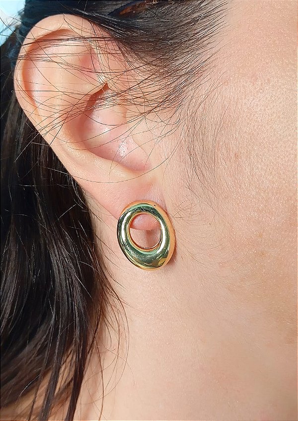 Brinco redondo organico banho ouro 2 milésimos com verniz protetivo - 1 par