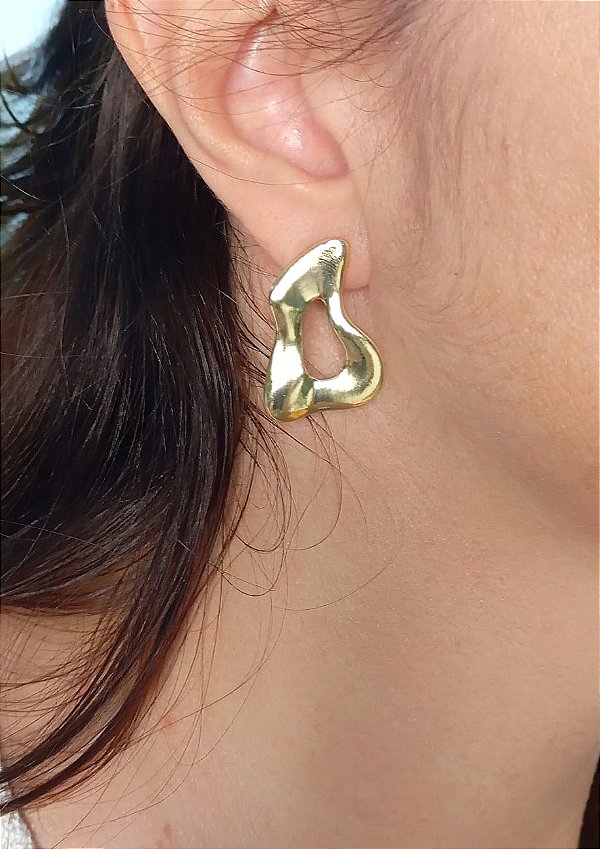 Brinco organico banho ouro 2 milésimos com verniz protetivo - 1 par