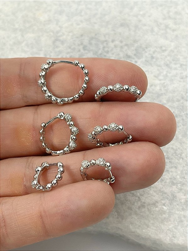 Trio Brinco aço inox com Zirconia - 3 pares