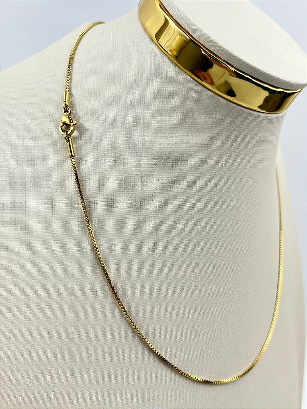 Colar veneziana aço inox dourada medida 45cm - 1 unidade