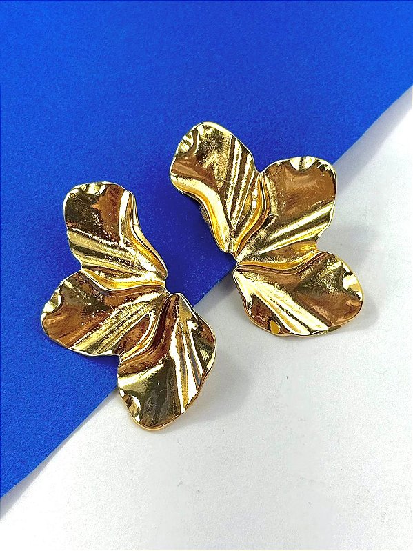 Brinco meia petala ouro - o par