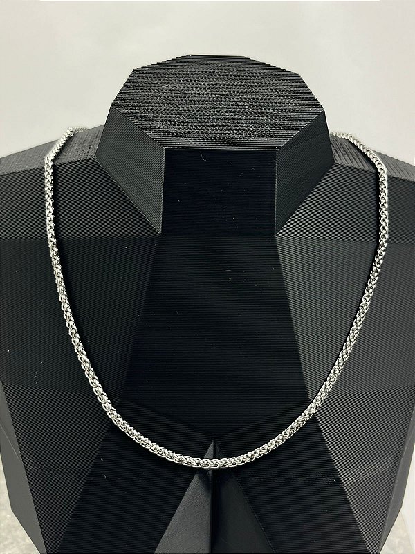 Colar Trançado Aço Inox com 4mm de espessura - antialergico - medida 60cm - 1 Unidade