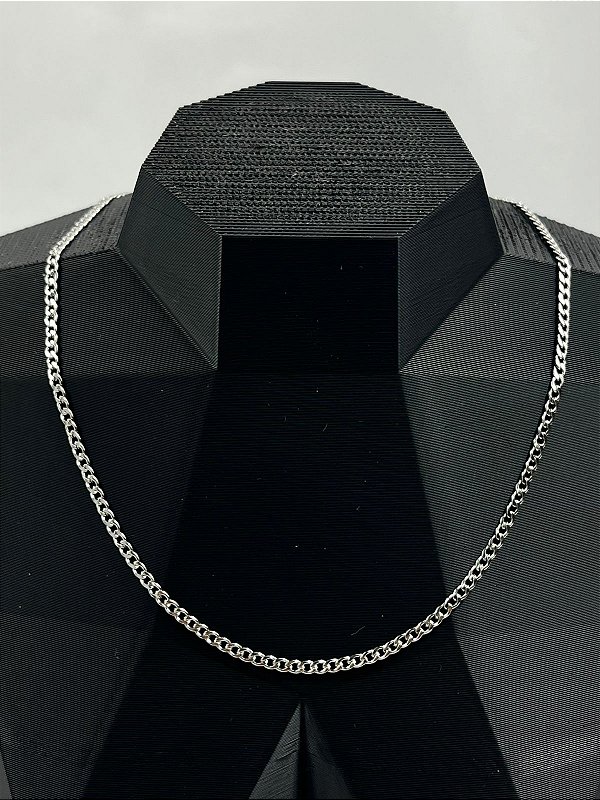 Colar Aço Inox Grume 1,0mm Diamantada - antialergico - medida 40cm e extensora - 1 Unidade