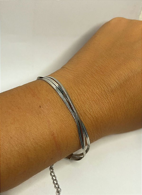 Pulseira Aço Inox Fita - antialergico - medida 17cm e extensora - 1 Unidade