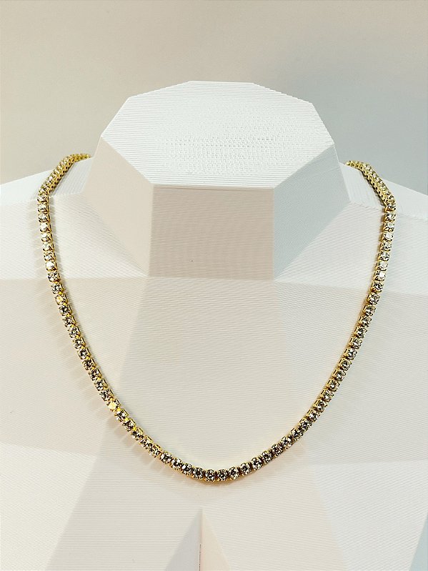 Colar Riviera 40cm Banho Ouro 2 milésimos com verniz italiano - 1 unidade