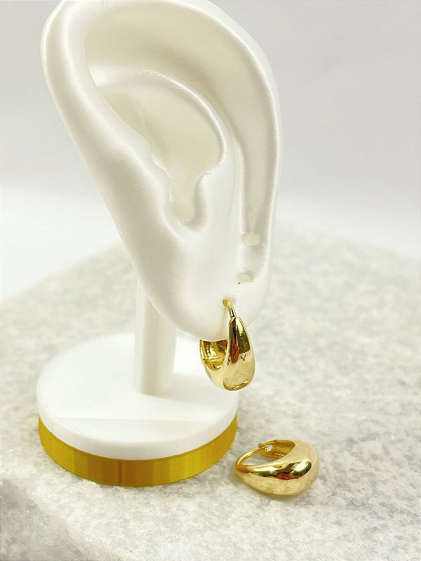 Brinco Argola click Abaolada - 1 par - medida 11mm - banho ouro 2 milesimos camada e verniz italiano