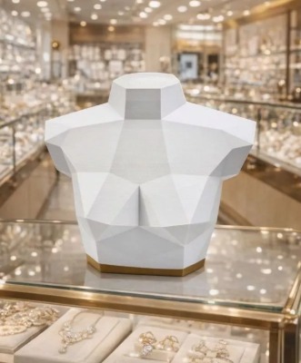 Busto Branco Expositor Geométrico para Colares - 01 unid