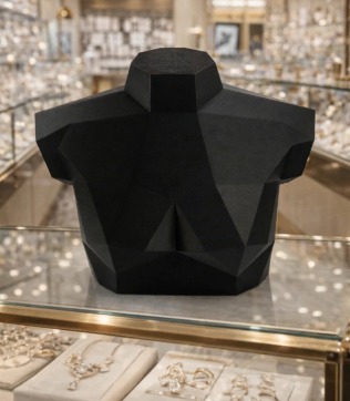 Busto Preto Expositor Geométrico para Colares - 01 unid