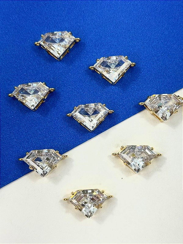 Pingente Diamante Zirconia Ouro 02 saidas - 01 unid