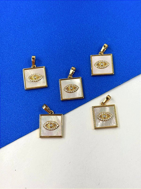 Pingente Olho Grego Madreperola com Zirconia - 01 unid - semijoia