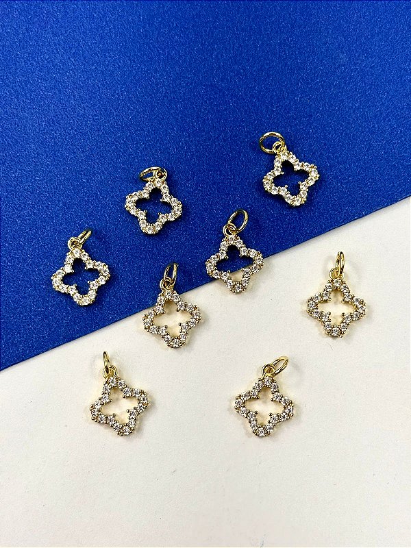 Pingente Trevo Cravejado - 01 unid - semijoia