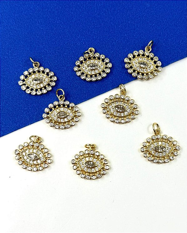 Pingente Olho Grego Cravejado - 01 unid - semijoia