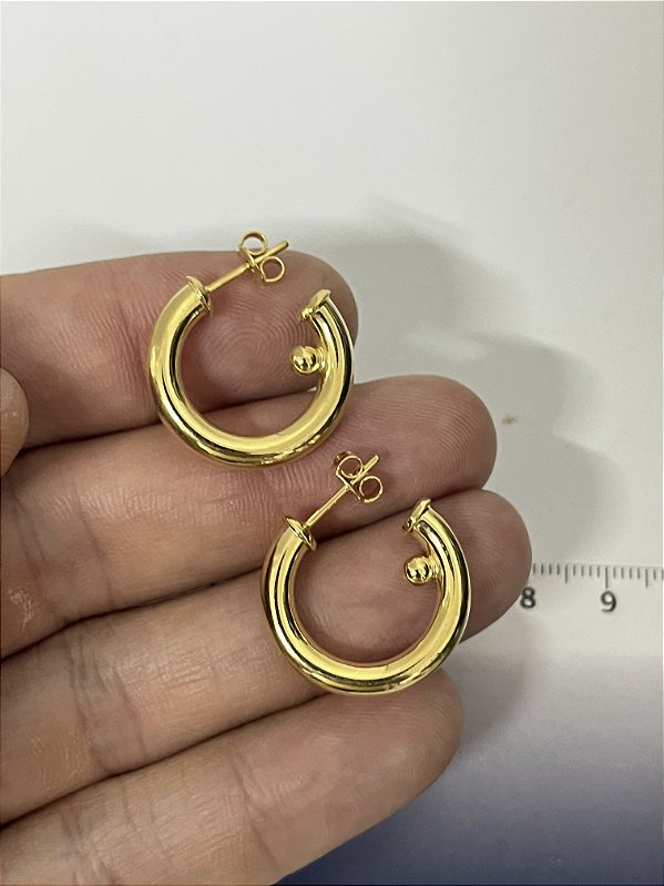 Brinco Argola para pingente com Tarraxa - Banho ouro 2 milésimos com verniz italiano - 1 par