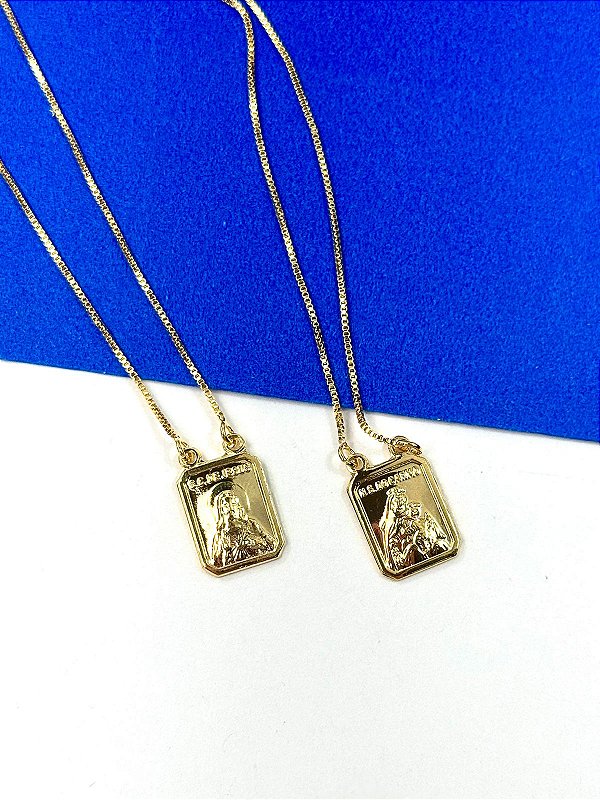 Escapulario N.S do Carmo e S.C de Jesus - Banho De 5 Milesimos - 01 Unid