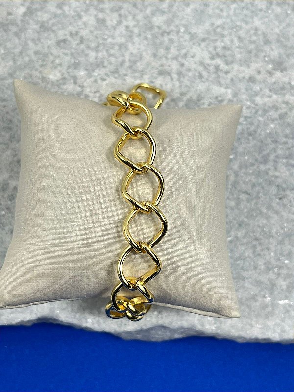 Pulseira Elo Aberto ** Sem Fecho ** medida 16cm - banho ouro 2 milésimos com verniz - 1 unidade